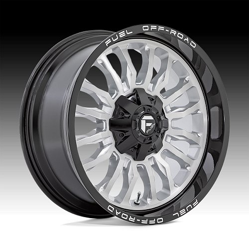 Fuel Arc D798 Brushed Silver with Gloss Black Lip Custom Truck Wheels 1